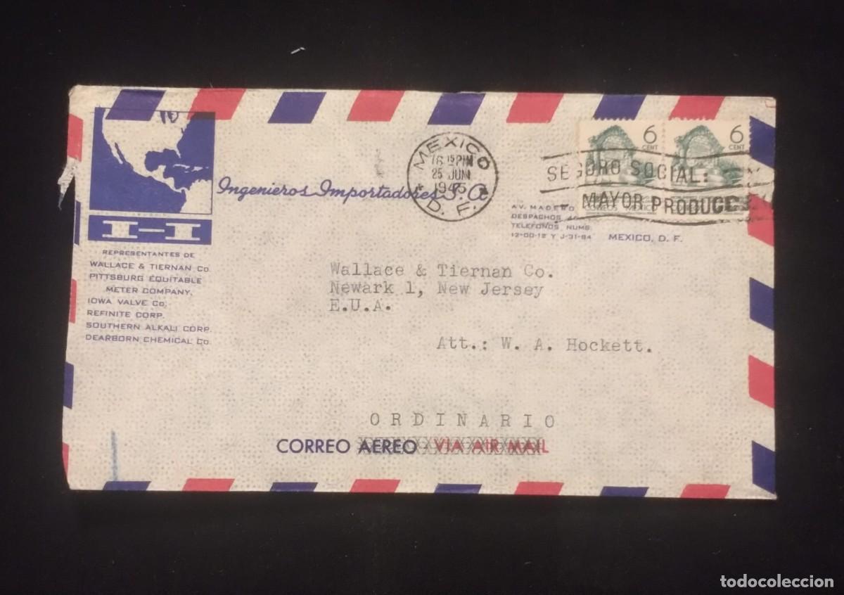 Sellos: TS) 1945 MEXICO, CANCELLATION SLOGAN,AIRMAIL, COVER SENT FROM CIUDAD DE MEXICO TO NEW JERSEY, USA,VF