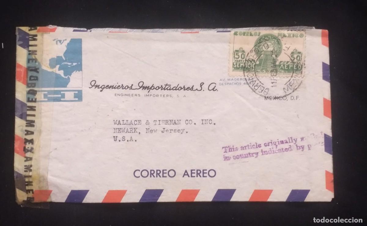 Sellos: TS) 1944 MEXICO, CENSORSHIP, AIRMAIL, COVER SENT FROM MEXICO CITY TO NEW JERSEY,USA.
