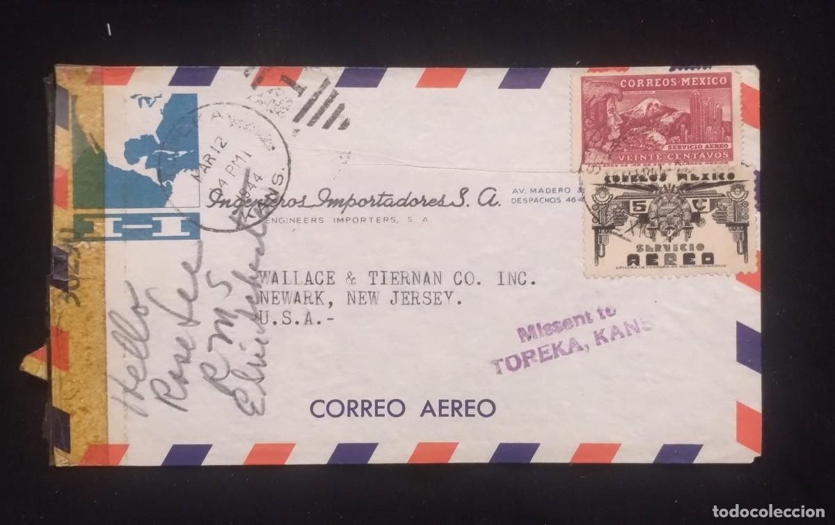 Sellos: TS) 1944 MEXICO, COVER SENT FROM MEXICO CITY TO NEW JERSEY, USA,AIRMAIL,WITH THE SANCTUARY OF THE VI