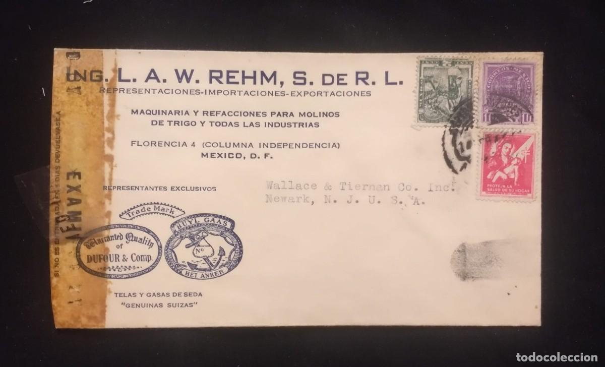 Sellos: TS) 1945 MEXICO, CENSORSHIP, COVER SENT FROM MEXICO CITY TO NEW JERSEY, USA,AIRMAIL,WITH THE MONUMEN