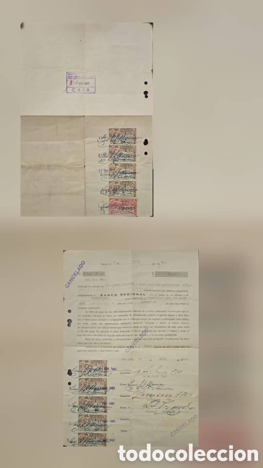 Sellos: CA)Mexico + 1940s + Bank Documents + Financial papers from Banco Nacional with multiple Mexican reve