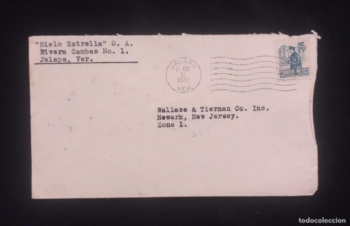 Sellos: TS) 1947 MEXICO, CANCELLATION STAMP, COVER SENT FROM VERACRUZ TO NEW JERSEY, USA, HONORING POSTAL SE