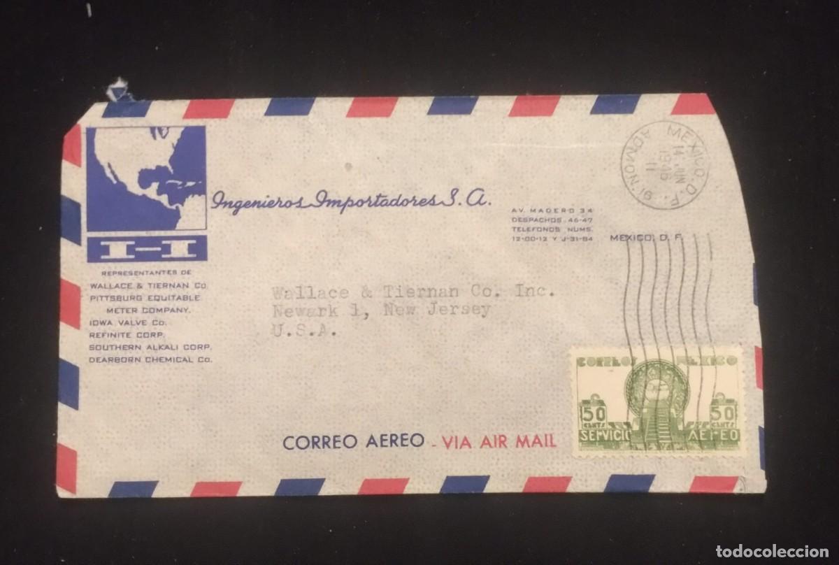 Sellos: TS) 1946 MEXICO, CANCELLATION STAMP, COVER SENT FROM MEXICO CITY TO NEW JERSEY, AIRMAIL, WITH THE UR