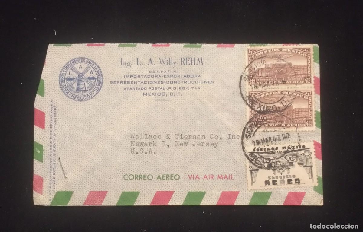 Sellos: TS) 1947 MEXICO, COVER SENT FROM MEXICO CITY TO NEW JERSEY, AIRMAIL, WITH THE PALACE OF FINE ARTS.
