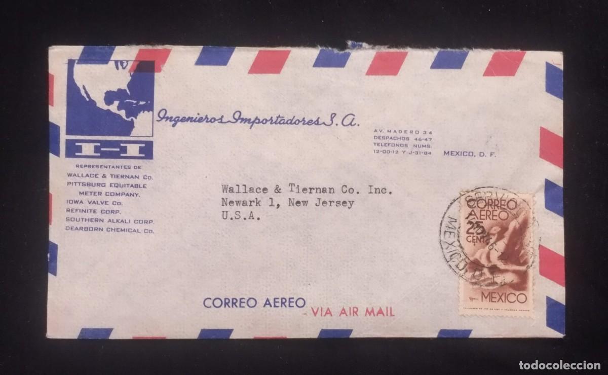 Sellos: TS) 1946 MEXICO, COVER SENT FROM MEXICO CITY TO NEW JERSEY, AIRMAIL,WITH THE AMERICA UNITED FOR FREE