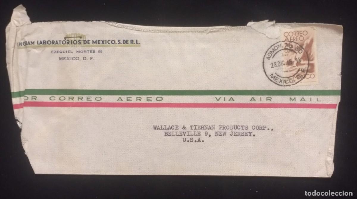 Sellos: TS) 1946 MEXICO, COVER SENT FROM MEXICO CITY TO NEW JERSEY, AIRMAIL,WITH THE AMERICA UNITED FOR FREE