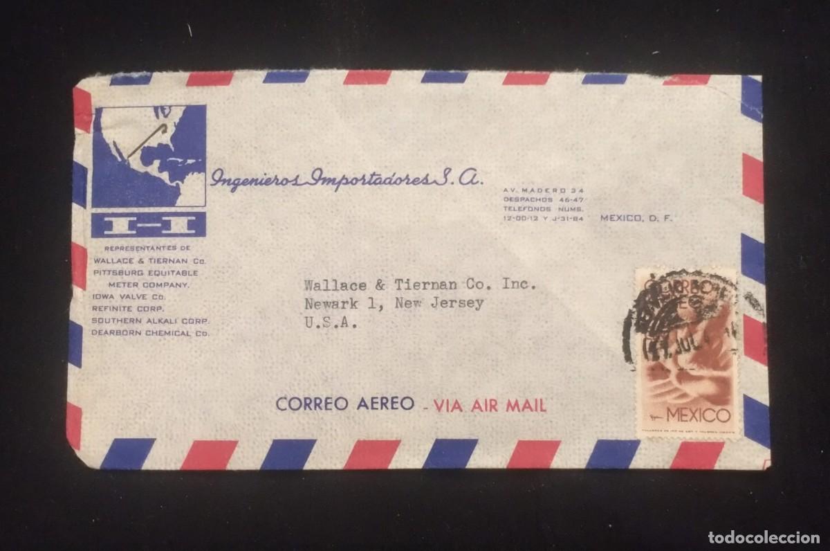 Sellos: TS) 1948 MEXICO, COVER SENT FROM MEXICO CITY TO NEW JERSEY, AIRMAIL,WITH THE AMERICA UNITED FOR FREE