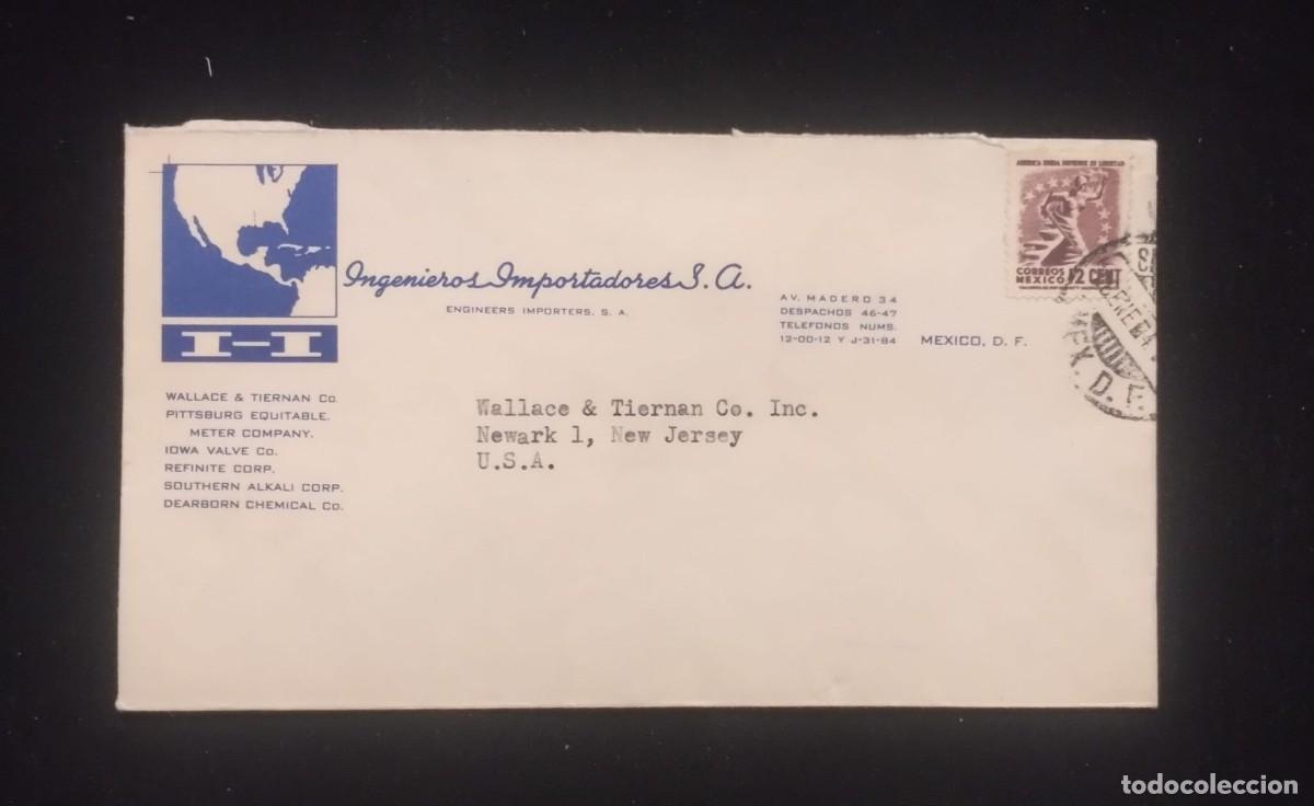 Sellos: TS) 1948 MEXICO, COVER SENT FROM MEXICO CITY TO NEW JERSEY, AIRMAIL,WITH THE AMERICA UNITED FOR FREE
