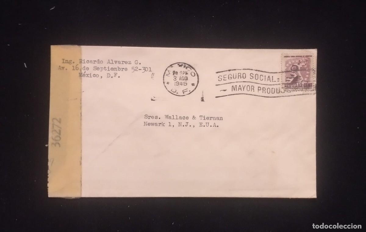 Sellos: TS) 1945 MEXICO, CANCELLATION SLOGAN, COVER SENT FROM MEXICO CITY TO NEW JERSEY, AIRMAIL,WITH THE AM