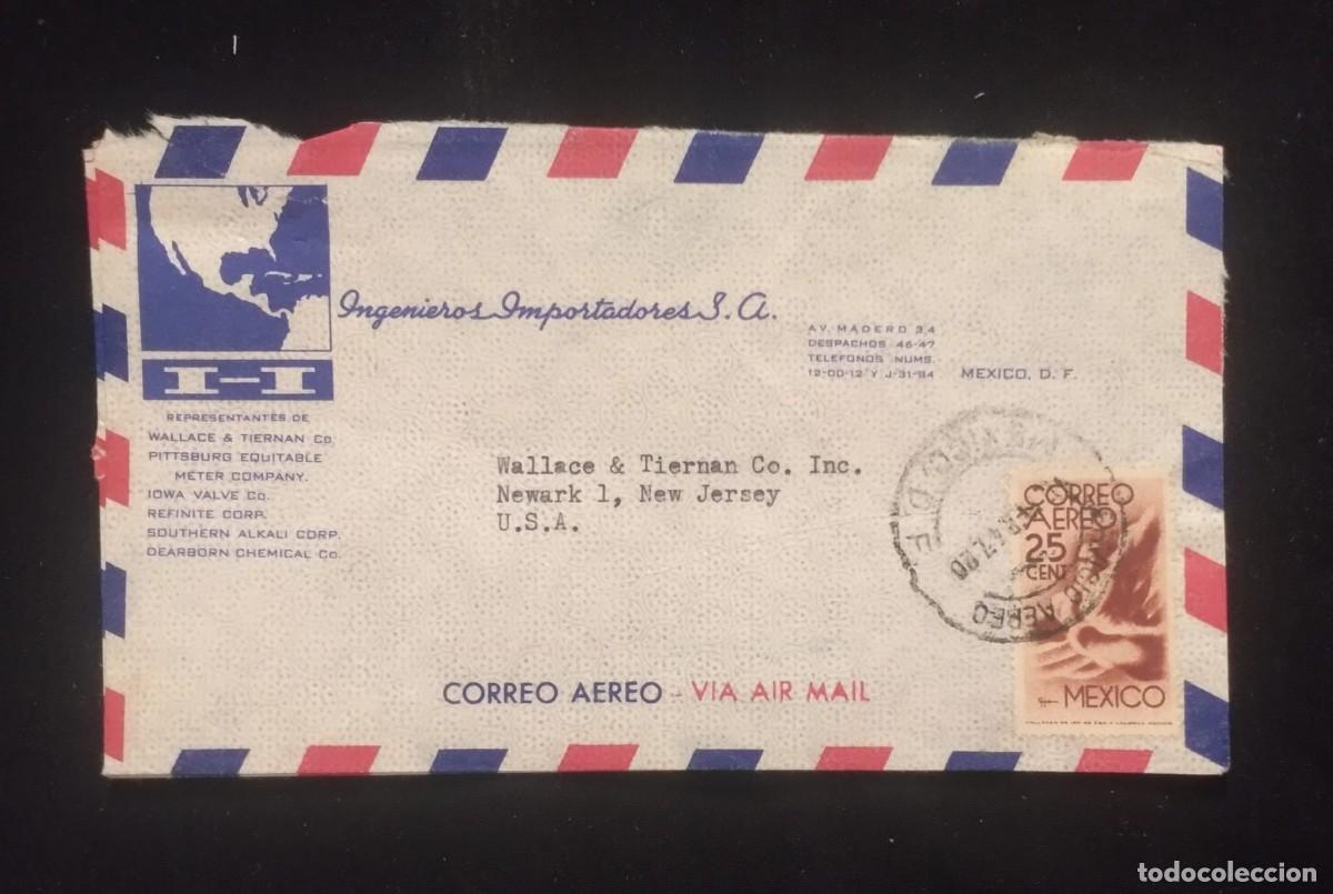 Sellos: TS) 1947 MEXICO, COVER SENT FROM MEXICO CITY TO NEW JERSEY, AIRMAIL,WITH THE AMERICA UNITED FOR FREE