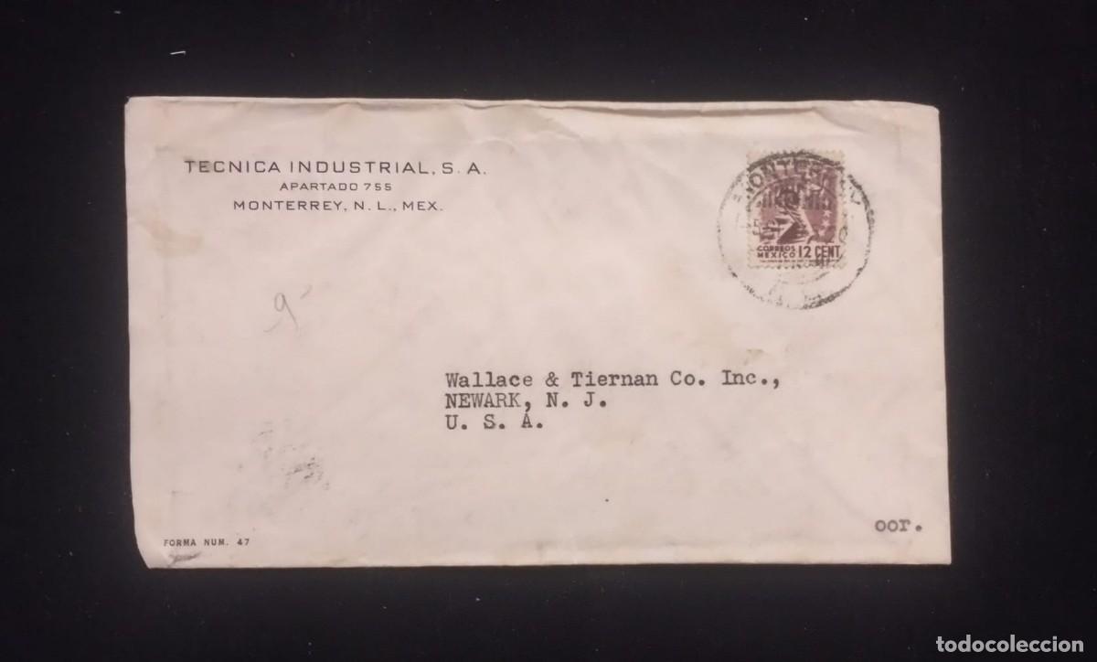 Sellos: TS) CIRCA 1940 MEXICO, COVER SENT FROM MONTERREY TO NEW JERSEY, AIRMAIL,WITH THE AMERICA UNITED FOR