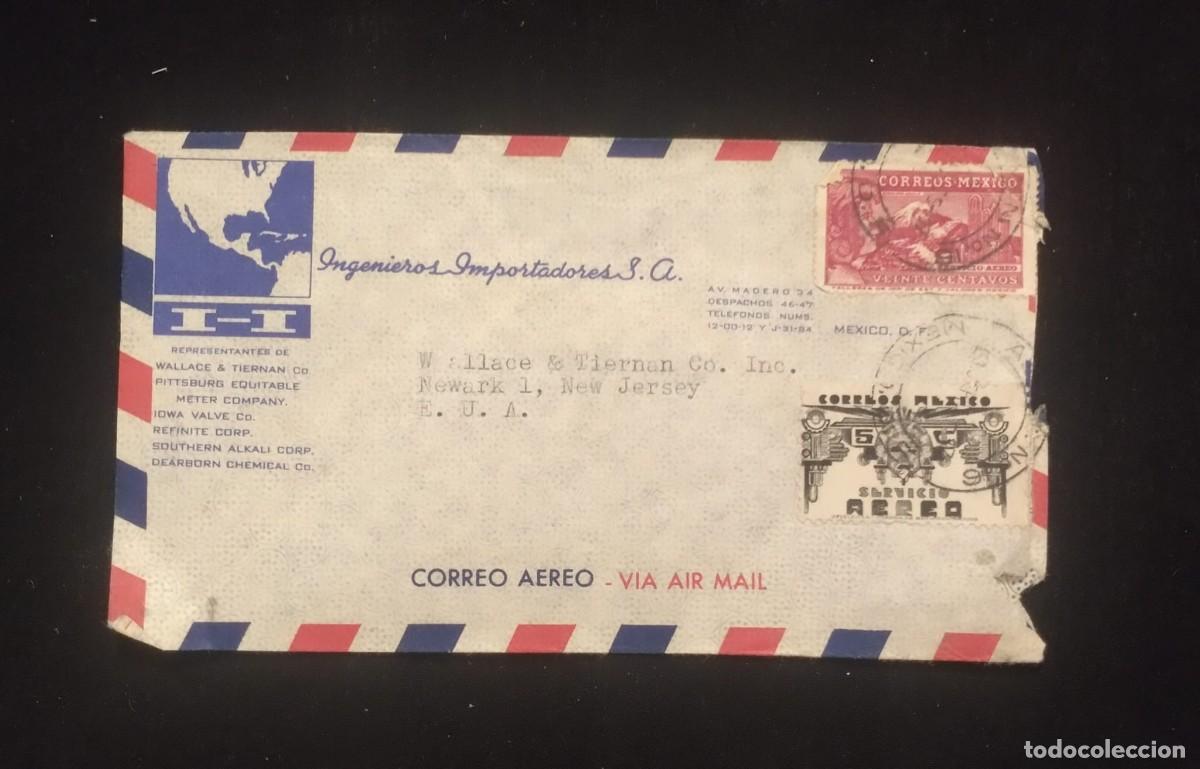 Sellos: TS) 1949 MEXICO, COVER SENT FROM MEXICO CITY TO NEW JERSEY, AIRMAIL,MULTIPLE STAMPS.