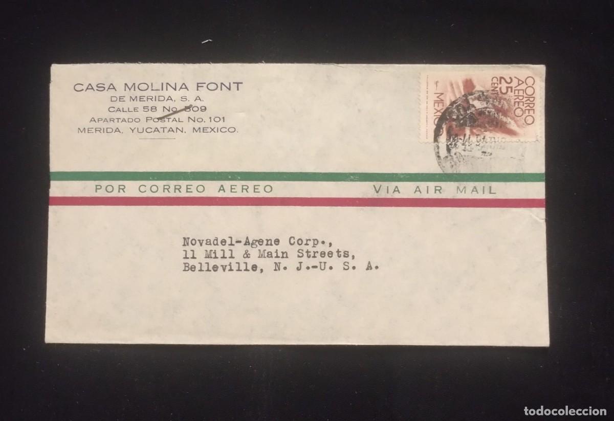 Sellos: TS) CIRCA 1935 MEXICO, COVER SENT FROM MERIDA TO NEW JERSEY, AIRMAIL,WITH THE AMERICA UNITED FOR FRE