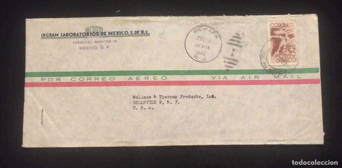 Sellos: TS) 1946 MEXICO, BARREL CANCELLATION, COVER SENT FROM MEXICO CITY TO NEW JERSEY, AIRMAIL,WITH THE AM