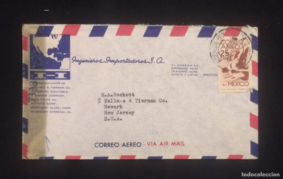 Sellos: TS) 1945 MEXICO, COVER SENT FROM MEXICO CITY TO NEW JERSEY, AIRMAIL,WITH THE AMERICA UNITED FOR FREE