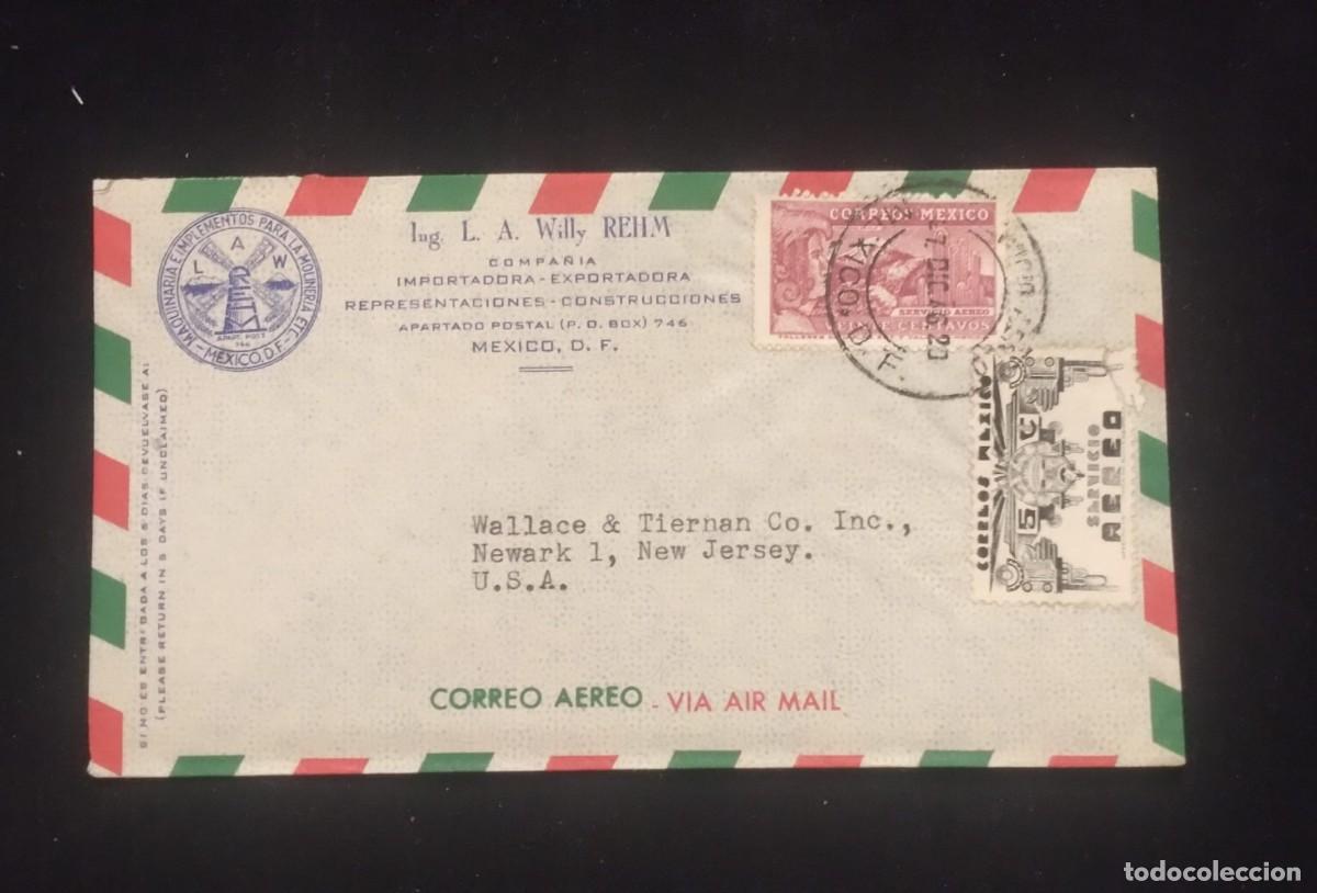 Sellos: TS) 1946 MEXICO, COVER SENT FROM MEXICO CITY TO NEW JERSEY, AIRMAIL, MULTIPLE STAMPS,VF.