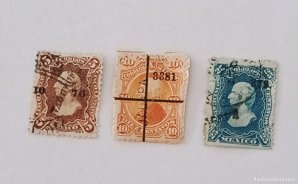 Sellos: Sellos M&eacute;xico 1874 -1883 Miguel Hidalgo sobrecargado con el nombre del distrito. N&uacute;mero y a&ntilde;o. Papel