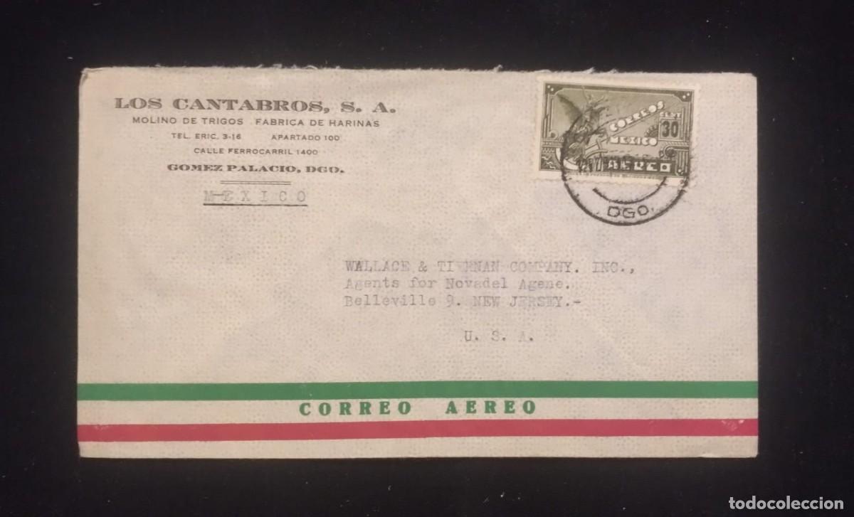 Sellos: TS) CIRCA 1950 MEXICO,COVER SENT FROM DURANGO TO NEW JERSEY, AIRMAIL,WITH PEGASUS WHO IS THE FAMOUS
