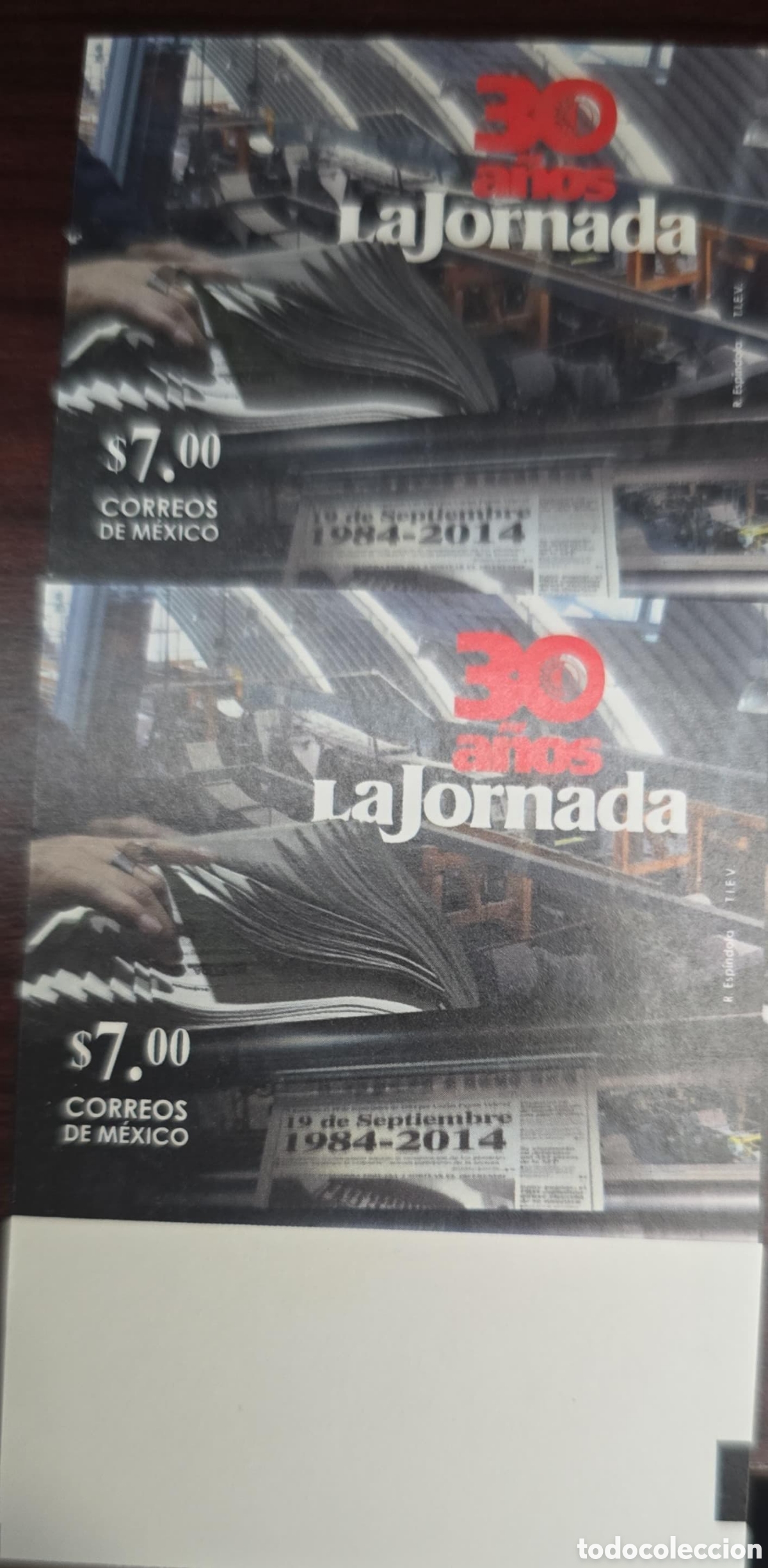 Sellos: CA)Mexico2014.30th Anniversary of La Jornada Newspaper (1984&ndash;2014). Imperforated