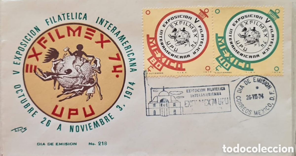Sellos: CA) 1974. Mexico . V International Philatelic Exhibition. Fdc. Departure 25.00