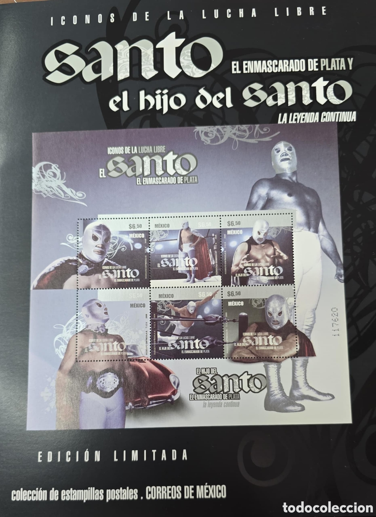 Sellos: CA) Kit of the broadcast *Icons of wrestling: El Santo, El Enmascarado de Plata*, composed of: envel