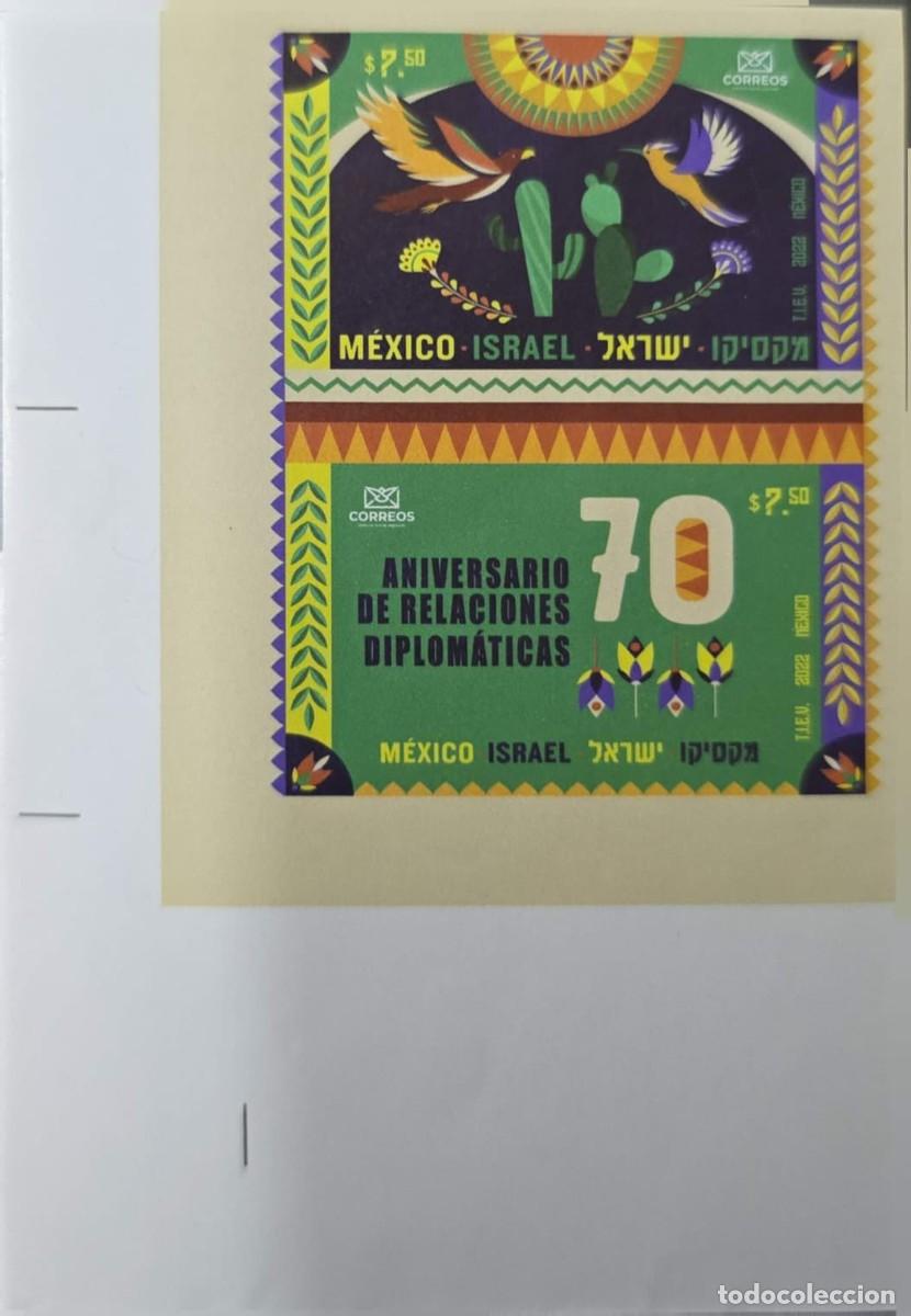 Stamps: O) 2022 MEXICO, ESTABLISHMENT OF DIPLOMATIC RELATIONS WITH ISRAEL. JOINT., IMPERFORATED