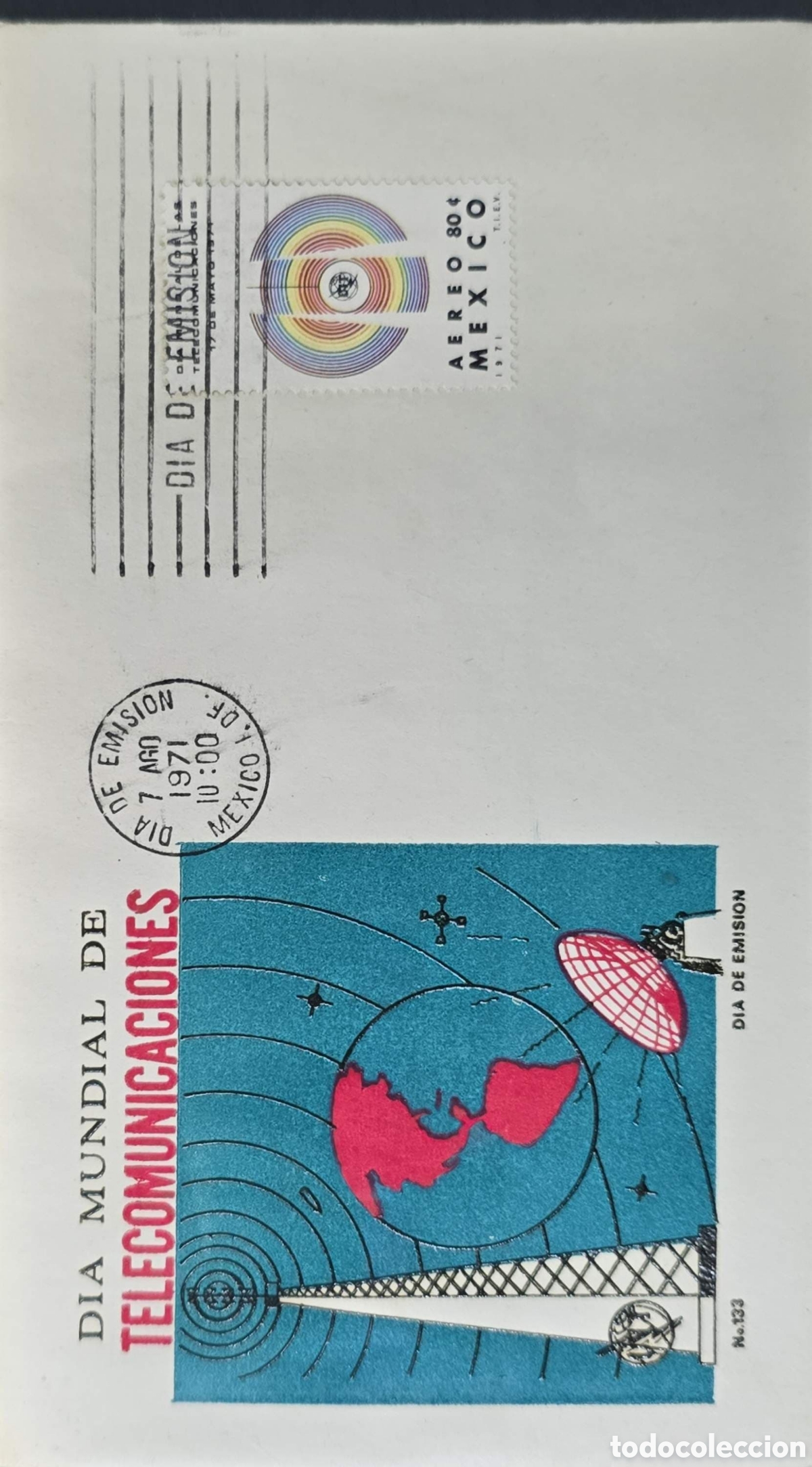 Sellos: CA)Mexico1971Emigration Day / Telecommunications / Expo 80&deg; (likely the 80th anniversary of a teleco