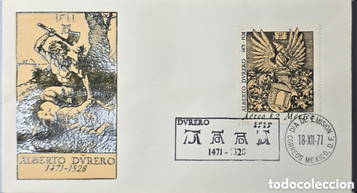 Sellos: CA)CORREOS MEXICO1971 (indicated by &rdquo;18-XII-71&rdquo; &mdash; December 18, 1971) Commemorative stamp honoring Al