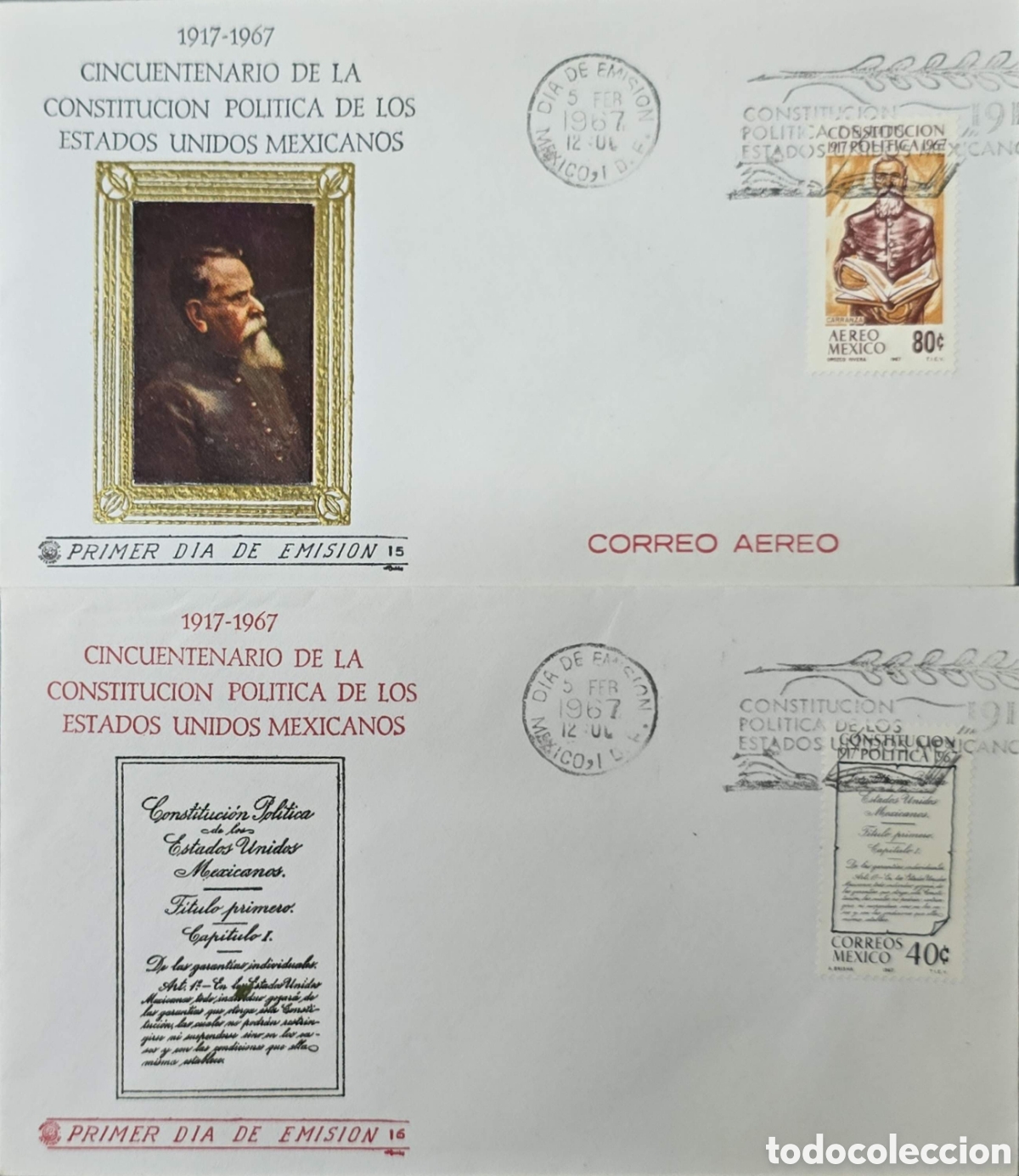 Sellos: CA)Mexico1967.50th Anniversary of the Political Constitution of the United Mexican States (1917&ndash;1967