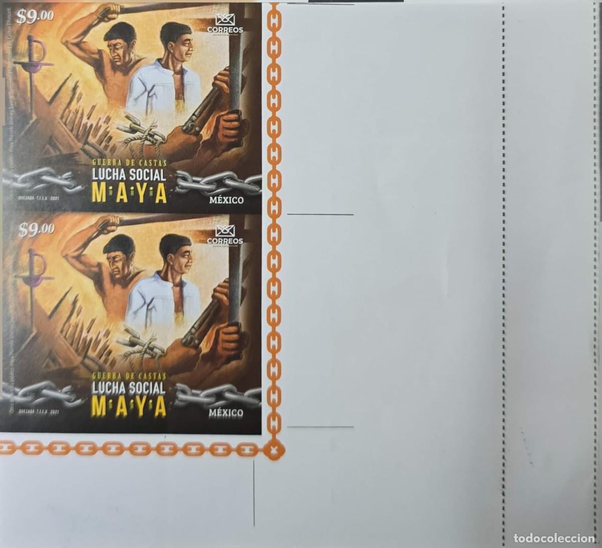 Sellos: O) 2021 MEXICO, IMPERFORATED, REBELLION OF THE NATIVE MAYA AGAINST THE WHITE, CREOLE, AND MESTIZO PO