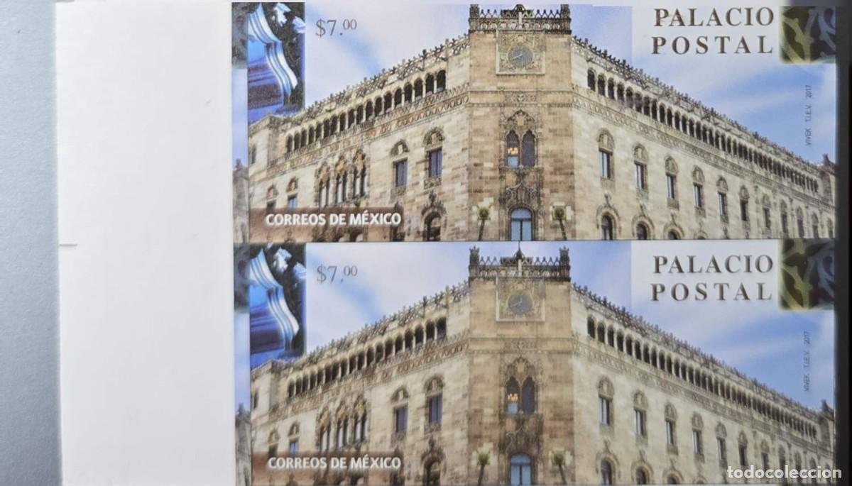 Sellos: O) 2021 MEXICO, IMPERFORATED, POSTAL PALACE - FIFTH POST OFFICE, 1907 ARCHITECTURE, PAIR MNH -
