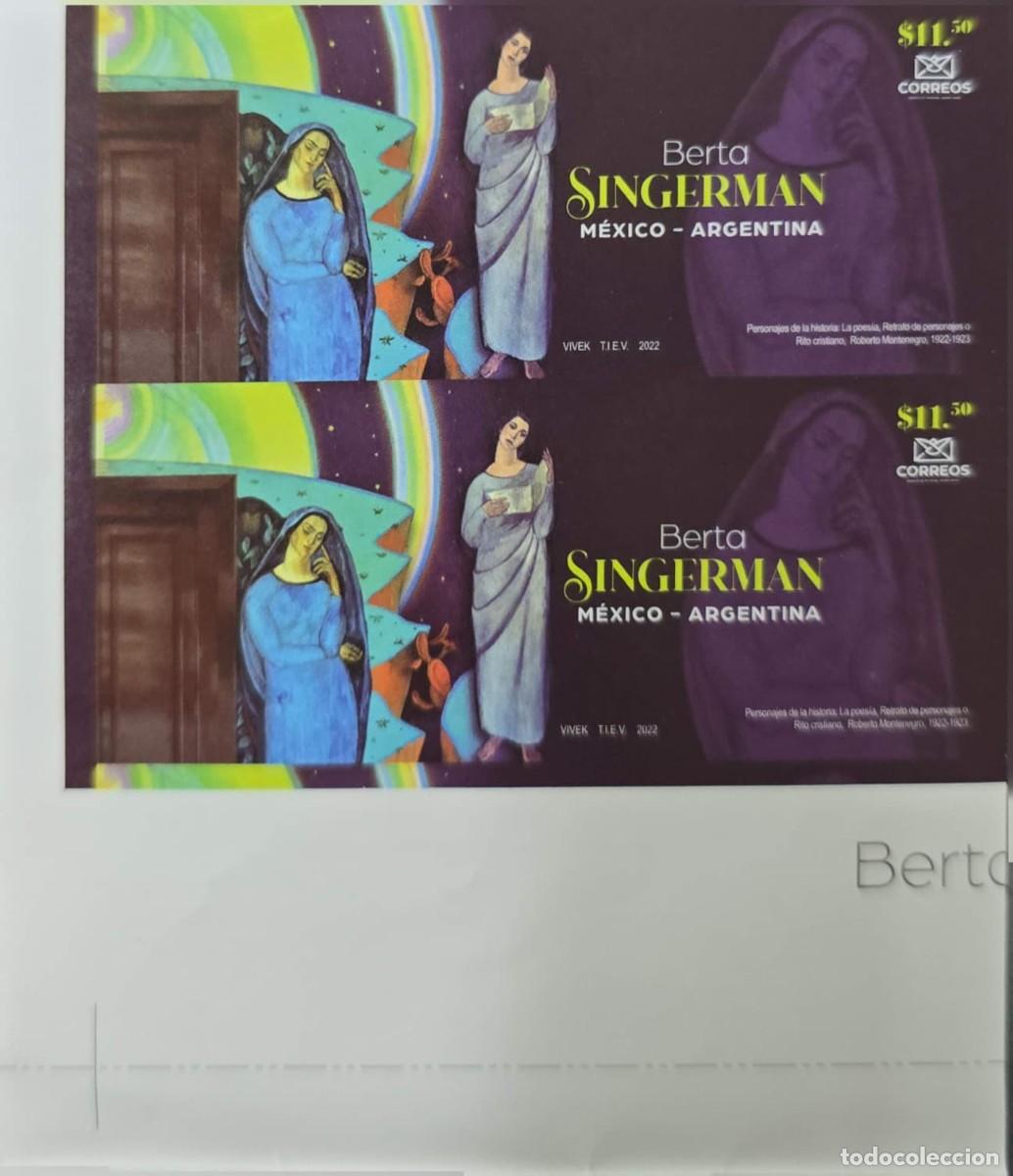 Sellos: O) 2022 MEXICO, IMPERFORATED, JOINT ISSUE, DIPLOMATIC RELATIONS WITH ARGENTINA, Berta Singerman, AC