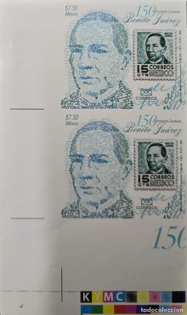 Sellos: O) 2022 MEXICO,IMPERFORATED, BENITO JUAREZ, COLOR PALETTE, PAIR MNH