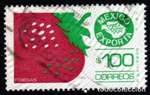 Sellos: M&eacute;xico. Exportaci&oacute;n Fresas. A&ntilde;o 1981-84 YT-1089. Usado