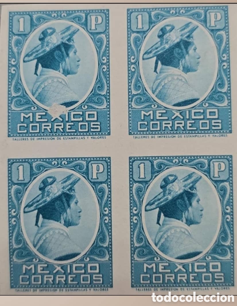 Sellos: CAJS)1923. MEXICO. Tehuanitas, proof of 1 peso in blue color. 50 usd