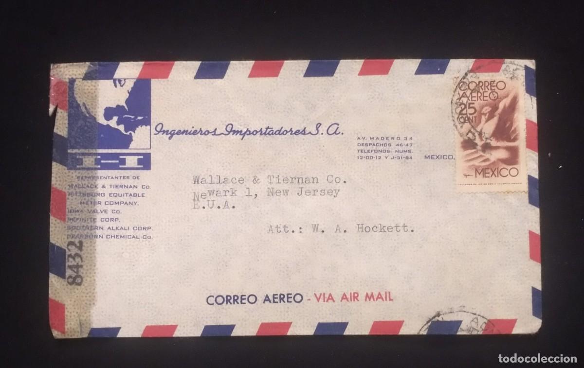Sellos: TS) CIRCA 1940 MEXICO, AIRMAIL, COVER SENT FROM MEXICO CITY TO NEW JERSEY,WITH AT AMERICA UNITED FOR