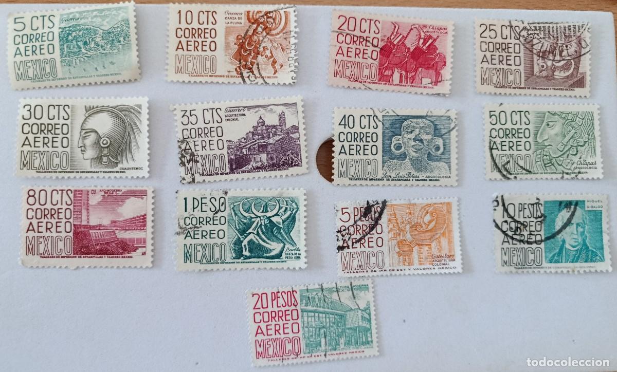 Sellos: Sellos M&eacute;xico 1953 -1975 Serie &rdquo;M&eacute;xico&rdquo;. Sellos de 1950. Filigrana F. A&eacute;reos.