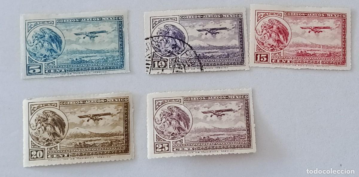 Sellos: Sellos M&eacute;xico 1929 -1934 Correo a&eacute;reo. Escudo nacional y aeroplano. Ruleta.