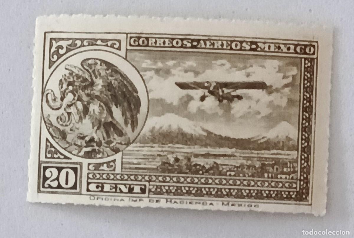 Sellos: Sellos M&eacute;xico 1929 -1934 Correo a&eacute;reo. Escudo nacional y aeroplano. 20 Cts.