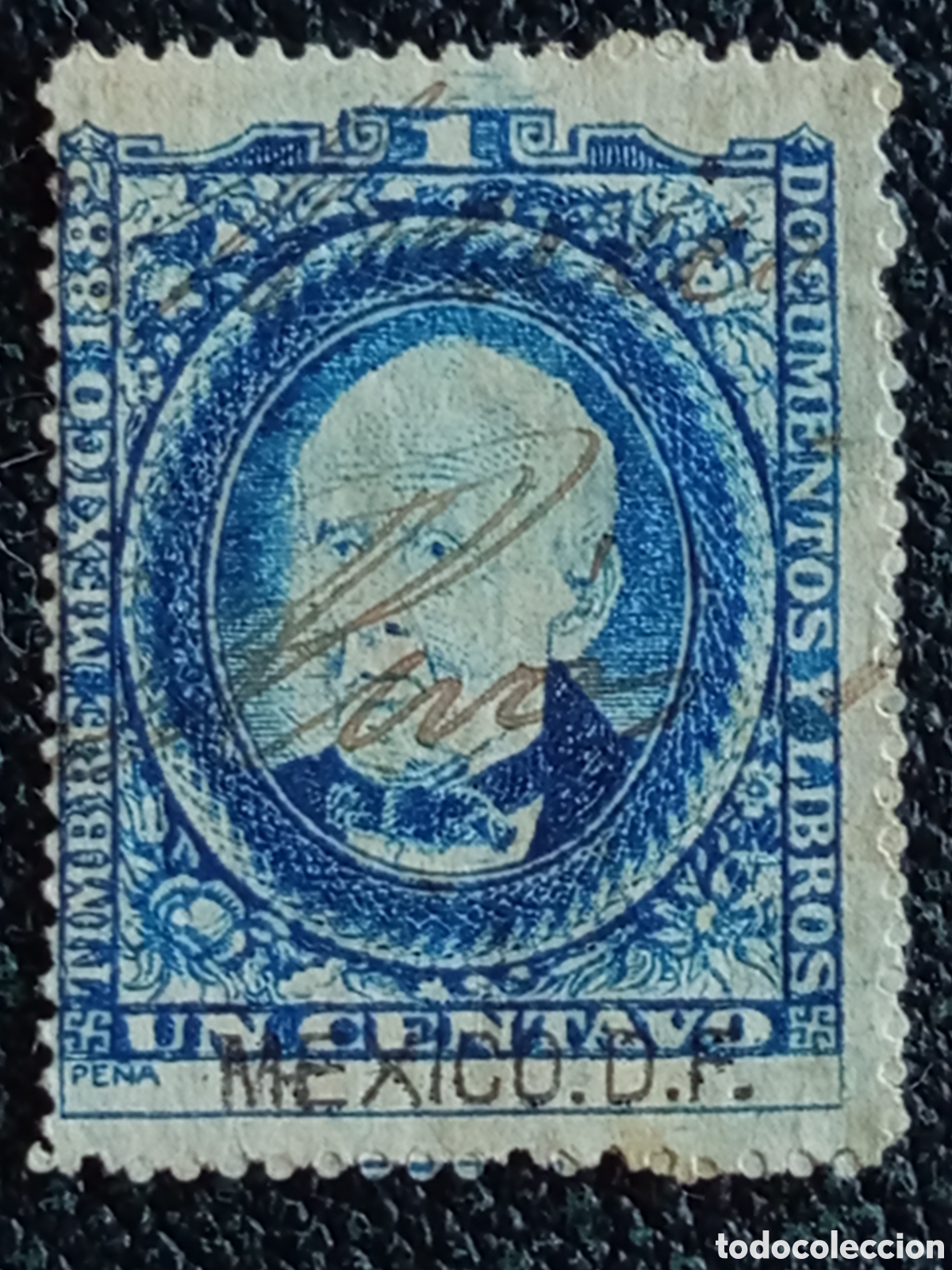 Sellos: M&eacute;xico 1882 - Timbre Fiscal 1c Documentos y Libros Sobrecarga D.F. (Forbin 126)