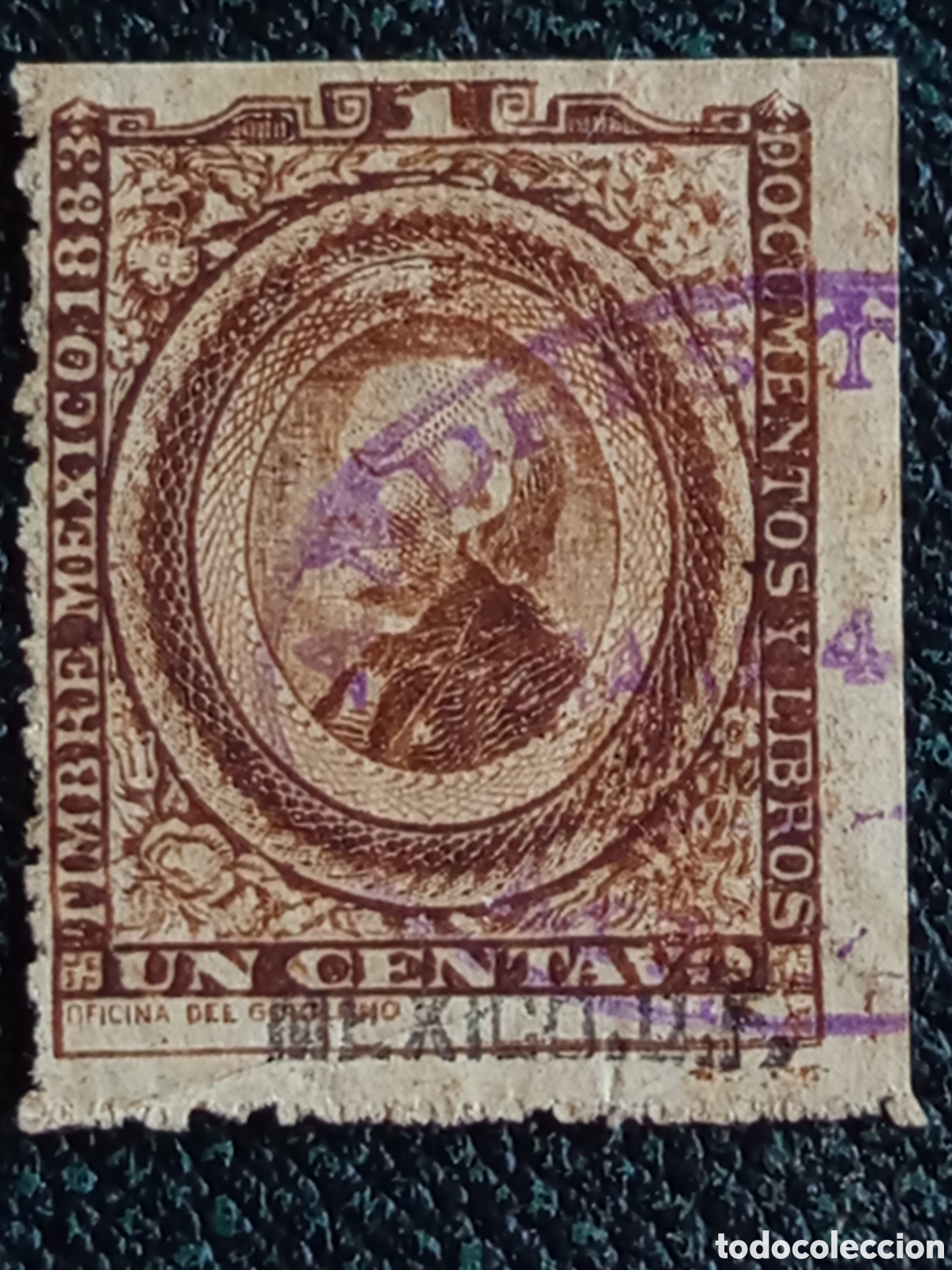 Sellos: M&eacute;xico 1883 - Timbre Fiscal 1c Documentos y Libros Sobrecarga D.F. (Forbin 137)