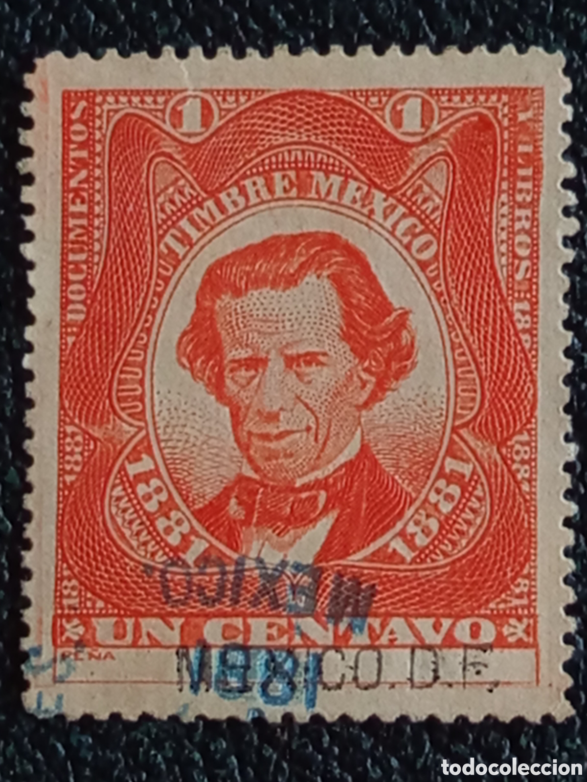 Sellos: M&eacute;xico 1881 - Timbre Fiscal 1c Documentos y Libros Sobrecarga D.F. (Forbin 115)