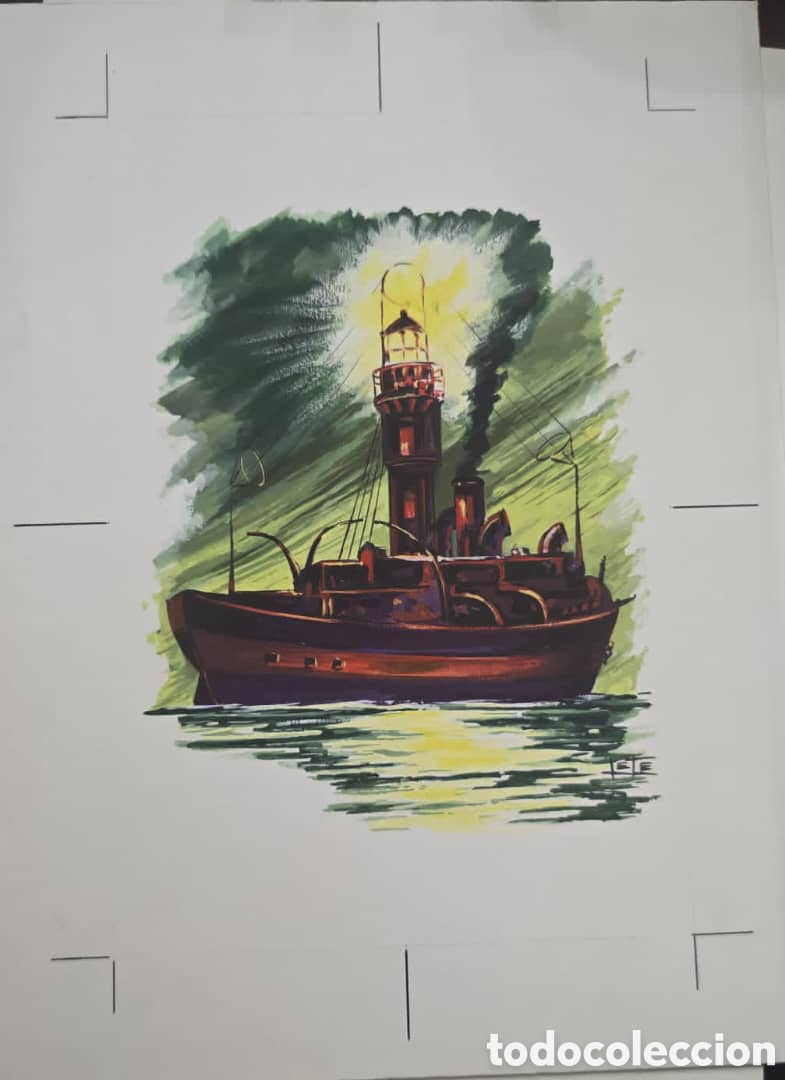 Sellos: Cy) 1900s &middot; M&eacute;xico tuberculosis artwork &mdash; Mexican lightship painting showing a vessel equipped