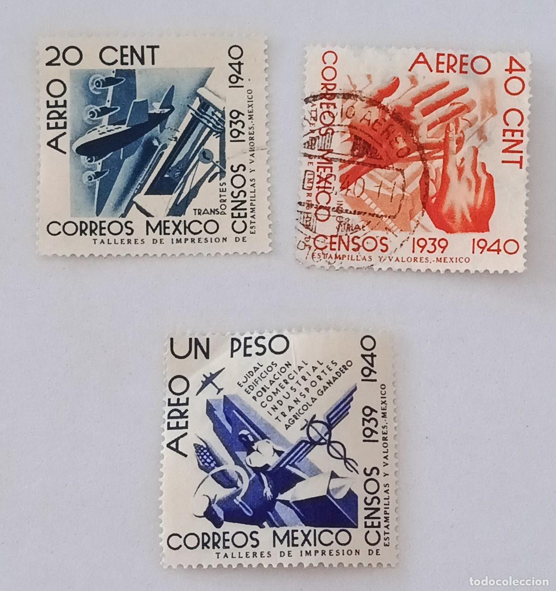 Sellos: Sellos M&eacute;xico 1939 Censos nacionales. A&eacute;reos.