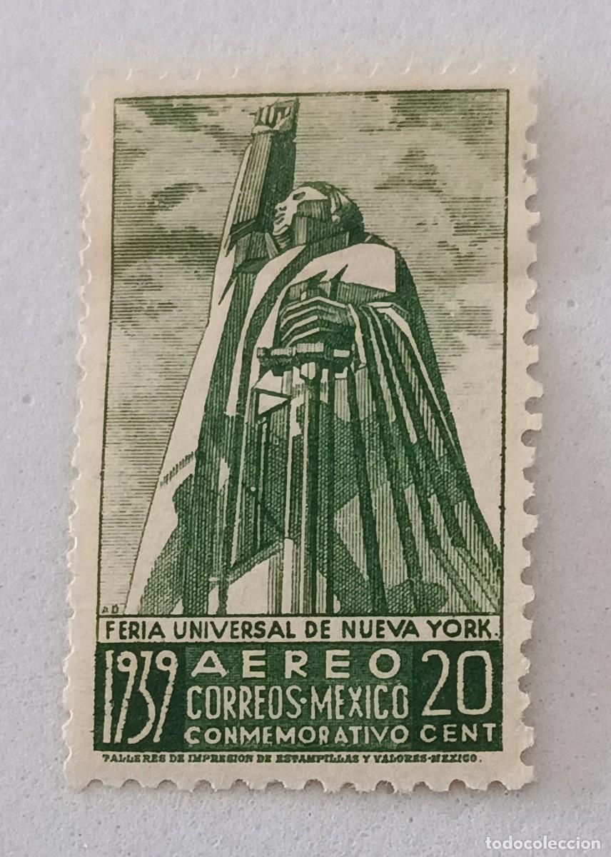 Sellos: Sellos M&eacute;xico 1939 Exposici&oacute;n mundial de Nueva York. Estatua de Morelos. Correo a&eacute;reo.