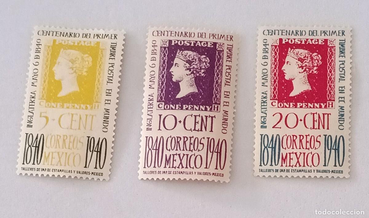 Sellos: Sellos M&eacute;xico 1940 I Centenario de la primera emisi&oacute;n mundial de sellos.