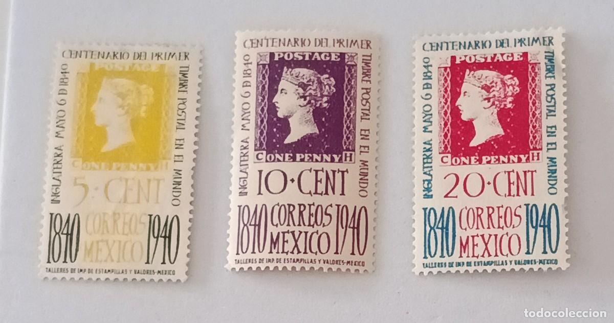 Sellos: Sellos M&eacute;xico 1940 I Centenario de la primera emisi&oacute;n mundial de sellos.