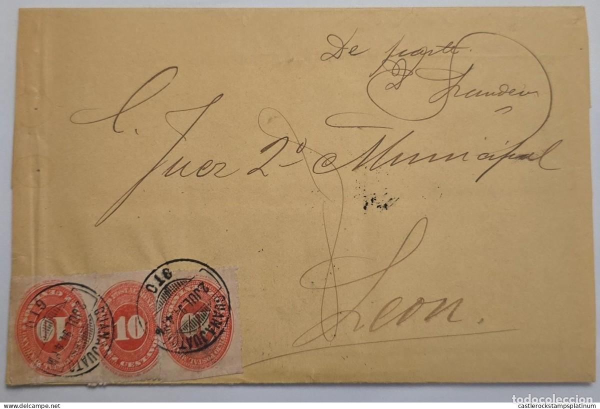 Sellos: O) 1894 MEXICO, GUANAJUATO CANCELLATION, MEDALLION VALUE 10 centavos, ADDRESSED TO THE SECOND MUNIC