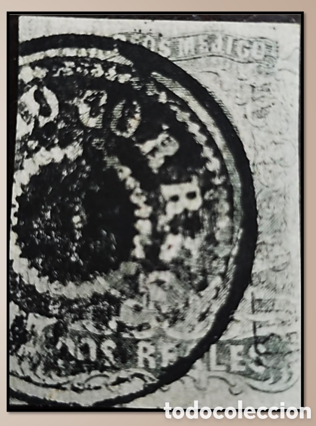 Sellos: CA)1861.DISTRICT: Guadalajara 2 reales with negative cancellation. Scott: 8. Estimado: 30 usd