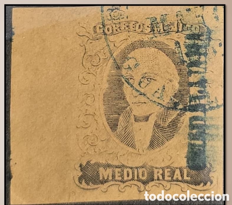Sellos: CA)1861.DISTRICT:Guadalajara &frac12; real with circular date stamp cancellation and district, both in b